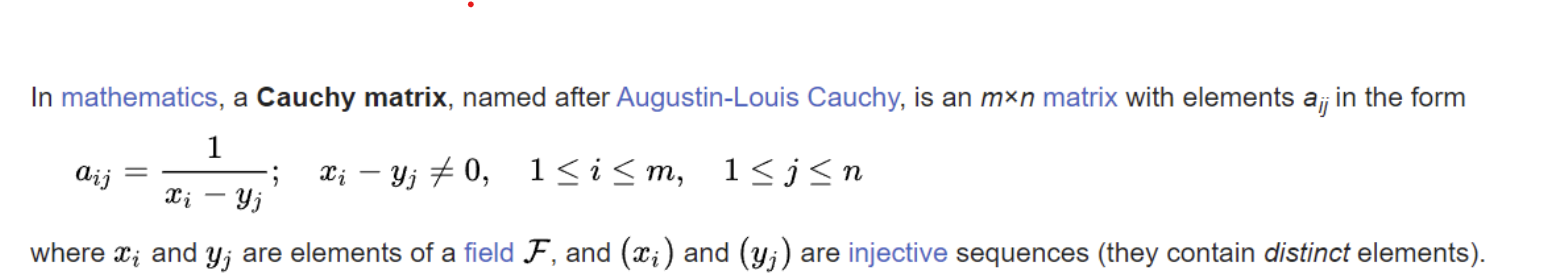 Wikipedia entry about the Cauchy matrix